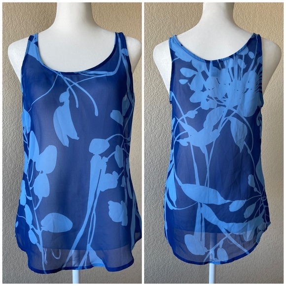 Old Navy Tops - Old Navy Sheer Blue Floral Patterned Tank - small